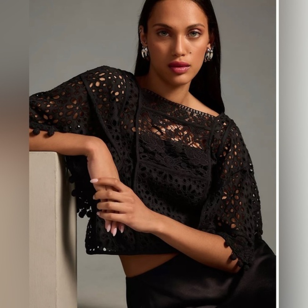 NWT By Anthropologie Whimsical Victorian Cutwork Blouse